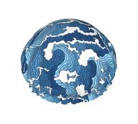 Stormy Sea Printed Bathing Cap, Dual Layer Hair Protector, Elastic Hair Cover For Washing Face, 10.6in/27cm