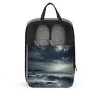 Stormy Sea Shoe Bag Travel Shoe Organizer Water-Resistant Shoe Pouch with Zipper Sneaker Dust Bag, gray, One Size, Modern