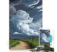 Stormy Sky over Rural Landscape Jigsaw Puzzle for Teenagers 1000 Pieces Brain Skill Home Activity Exact Edge Festive Gift 38x26cm
