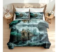 Stormy Waves Ship Reversible Coverless Duvet 7.5 Tog 155x220 cm