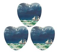 Stormy Waves Vintage Sailboat Car Air Freshener, 3 Pcs Love form Hanging Air Freshener Cards, Long Lasting Fragrance Scented Cards for Car, Home, Office Black-style