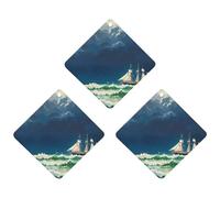 Stormy Waves Vintage Sailboat Car Air Freshener, 3 Pcs Rhombus Hanging Air Freshener Cards, Long Lasting Fragrance Scented Cards for Car, Home, Office Gray-style