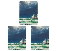 Stormy Waves Vintage Sailboat Car Air Freshener, 3 Pcs Square Hanging Air Freshener Cards, Long Lasting Fragrance Scented Cards for Car, Home, Office White-style