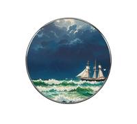 Stormy Waves Vintage Sailboat Fridge Magnet Sticker, Round Magnets for Kitchen, Alloy Refrigerator Magnetic Freezer Decor Accessories, Home, Cabinet, and Photos, DIY, Art Projects