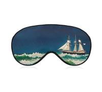 Stormy Waves Vintage Sailboat Sleeping Mask, Light Blocking Eye Mask, Comfortable and Soft, Eye Cover with Elastic Band, Suitable for Men and Women, Suitable for Travel/Sleeping