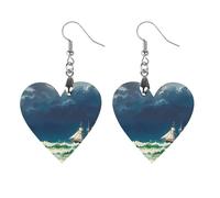 Stormy Waves Vintage Sailboat Wooden Earrings for Women, Vintage Elegant Wood Jewelry, Lightweight Earrings for Wedding, Party, Everyday Jewelry Gift, Circular, Wood, wood