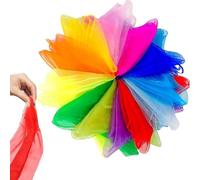 Storneliv 12 Pcs Dance Sensory Scarves, Soft Magic Juggling Scarf, Fabric Play Silks, Colourful Sensory Rhythm Square Scarves for Magic Shows, Gymnastics, Music Plays