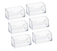 StorSpice 6 Pcs Acrylic Business Card Holders for Desk, Clear Desktop Business Card Stand Display, Clear Plastic Cards Organiser for Office, Reception, Exhibition & Retail Counter - Fits 40-50 Cards