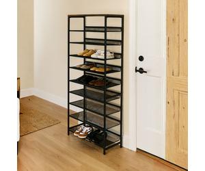 Storvo 10 Tier Tall Hallway Shoe Rack in Brown Storvo Brown