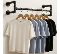 Storvo Industrial Heavy Duty Pipe Wall-Mounted Floating Hanging Rail in Black Storvo Black