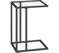 Storvo Tempered Glass C Shape Metal Side Table Black Storvo Black