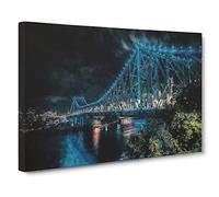 Story Bridge In Brisbane Australia Canvas Print | Gallery Wrapped 30mm Frame Wall Art | 20x14 inches | Ready to Hang | Modern Cityscape Picture | Living Room Bedroom Lounge Office