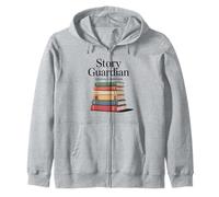 Story Guardian School Librarian Book Stack Zip Hoodie