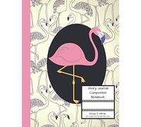 Story Journal Composition Notebook Draw & Write Half College Ruled Lines Half Blank Space: Combined Note and Sketch Workbook Top & Bottom (Soft Pastel Pink Flamingo)