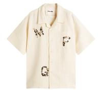 Story mfg. Men's Embroidered Greetings Shirt Ecru Clover Embroidery