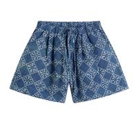 Story mfg. Men's Hand Block Printed Bridge Shorts Indigo Resist Medium