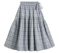 Story mfg. Women's Hand Orbit Skirt Indigo Check Small