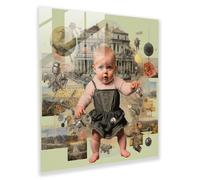 Story Of Birth Glass Print - Born, Vintage Images, Modern Art, Story Of Birth, 50.8 cm x 50.8 cm