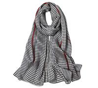 STORY OF SHANGHAI Womens 100% Natural Mulberry Silk Scarf Multi-use Scarves for Ladies,Black Checkered