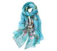 STORY OF SHANGHAI Women's Mulberry Flower Print Large Silk Shawl Scarf Wraps 68 * 43 Inches,Beginning of Spring