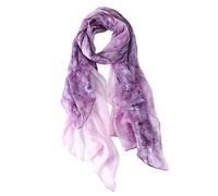 STORY OF SHANGHAI Women's Mulberry Flower Print Large Silk Shawl Scarf Wraps 68 * 43 Inches,Elegant Purple Flower