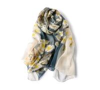 STORY OF SHANGHAI Women's Mulberry Flower Print Large Silk Shawl Scarf Wraps 68 * 43 Inches,Pale Yellow Pear Blossoms