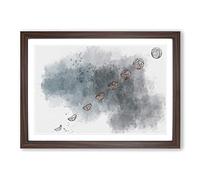 Story of The Moon in Abstract Framed Print | A2 Walnut Framed Wall Art | Ready to Hang | Abstract Space Picture | Living Room Bedroom Lounge Office