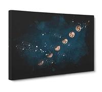 Story of the Moon Paint Splash Canvas Print | Gallery Wrapped 30mm Frame Wall Art | 30x20 inches | Ready to Hang | Modern Space Picture | Living Room Bedroom Lounge Office