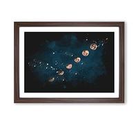 Story of The Moon Paint Splash Framed Print | A2 Walnut Framed Wall Art | Ready to Hang | Modern Space Picture | Living Room Bedroom Lounge Office