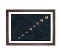 Story of The Moon Painting Framed Print | A2 Walnut Framed Wall Art | Ready to Hang | Modern Space Picture | Living Room Bedroom Lounge Office