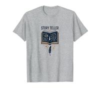 Story Teller Magical Book Quill Literary T-Shirt, Men, Heather Grey, L
