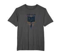 Story Teller Magical Book Quill Literary T-Shirt, Men's Big and Tall, Dark Heather Grey, 4X Tall