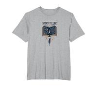 Story Teller Magical Book Quill Literary T-Shirt, Men's Big and Tall, Heather Grey, 4X Tall
