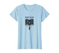 Story Teller Magical Book Quill Literary T-Shirt, Women, Baby Blue, 3XL