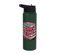 Story Time Books Stack Reading Lover Design Stainless Steel Insulated Water Bottle