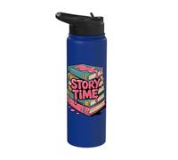 Story Time Books Stack Reading Lover Design Stainless Steel Insulated Water Bottle