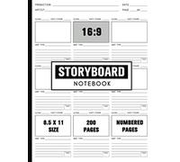 Storyboard Notebook: 16:9 Frame Picture Book For Writers, Film Makers, Blank Storytelling Sketchbook, 9x9 Story Board Layout Templates, 8.5 x 11 Size ... Film Writing Sheets For Men, Women, Kids
