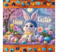 Storybook 130 Pieces Easter Theme Puzzle Set Easter Puzzle For Children Great For Family Games Rabbit Egg Panoramic Nature (Blue, 21X30CM)