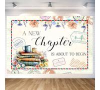 Storybook Baby Shower Backdrop,A New Chapter is About to Begin Photography Background,Adventure Awaits Postmark Banner,Flower Retro Book Theme Party Decorations for Gender Reveal Birthday-6x4FT