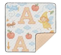 Storybook Letter A Wallpaper Large Non-Slip Baby Playmat for Floor Washable Kicking Mat for Babies Infants Toddlers, 50'' x 50''