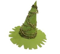 Storybook Look Party Cap, Green Role Play Witch Headpiece with Irregular Brim Profile, Pointed Crown Structure, Adjustable Buckle Cord, Halloween Scene Dressing Witches Wizard Hat Witch Hat Costume