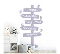 Storybook Signpost Children Wall Sticker - Narnia Neverland Wonderland Enchanted Forest 100 Acre Wood [Large] [Light Grey]
