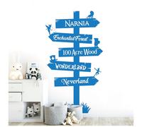 Storybook Signpost Children Wall Sticker - Narnia Neverland Wonderland Enchanted Forest 100 Acre Wood [Large] [Ocean]