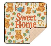 Storybook Sweet Home Large Text Soft Padded Baby Gym & Activity Mat for Floor Water Resistant Baby Crawling Mat for Babies Infants Toddlers, 50'' x 50''