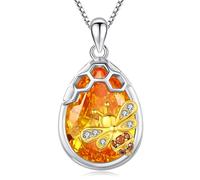 StoryEtain Bee Gifts for Women 925 Sterling Silver Bee Necklace Honeycomb Bee Pendant Necklace Animal Jewellery for Bee Lovers Girls Birthday