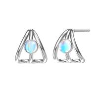 StoryEtain Moonstone Stud Earrings 925 Silver Moonstone Earrings Hypoallergenic Ear Gift for Women Daughter Christmas Valentine’s Day
