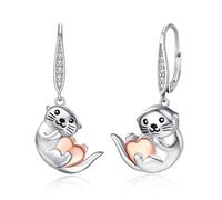 StoryEtain Otter Earrings 925 Sterling Silver Sea Otter Hoop Earrings Hypoallergenic Cute Animal Hoops Earrings Otter Jewellery Gifts for Girls Women Kid