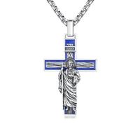 StoryEtain St Jude Pendant 925 Sterling Silver St Jude Cross Necklace Crucifix Religious Pendant Catholic Jewellery Gift for Men Women Christians