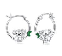 StoryEtain Sterling Silver Elephant Hoop Earrings - Animal Jewellery Gift for Women Elephant Lovers