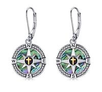 StoryMidir Compass Earrings 925 Sterling Silver Cross Compass Dangle Drop Earrings 2023 Graduation Jewelry Gifts for Her Women